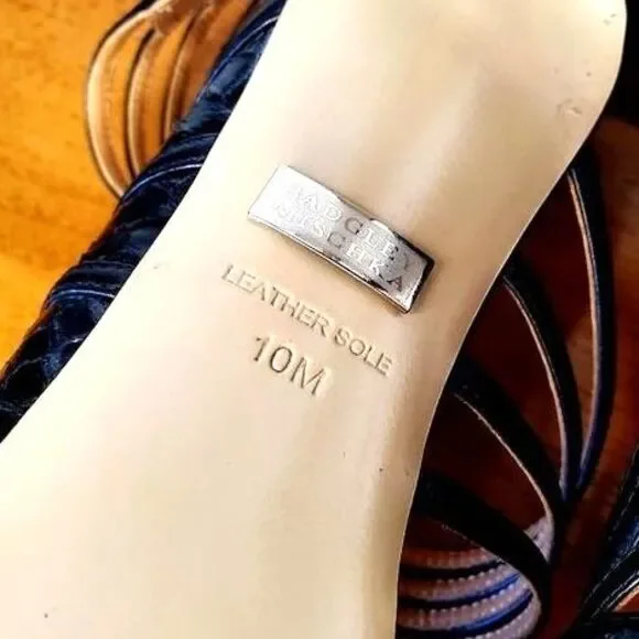 Badgley Mischka Black Sexy Stilettos Heels Animal Print Leather Sole Womens Sz10 - Picture 9 of 10